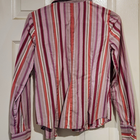 Ann Taylor LOFT Pink and Purple Striped Button Down Shirt - Picture 4 of 4